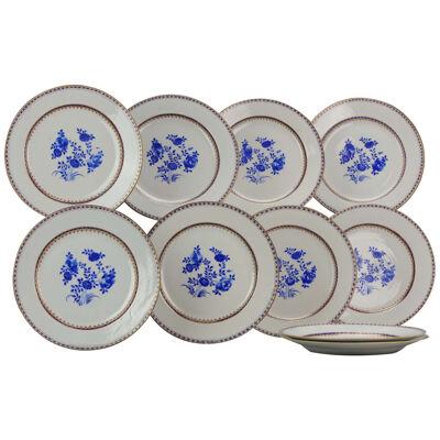 Very Rare Antique Chinese 18th c. Qianlong Period Dinner Plate Qing set of 9