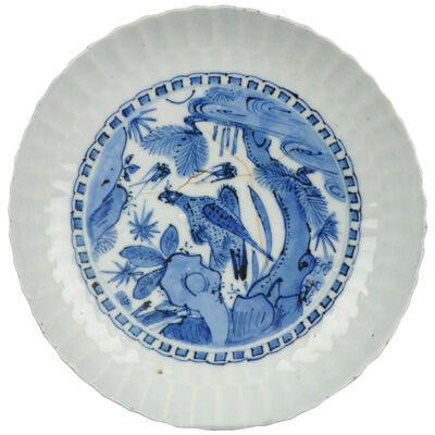 Antique Chinese Porcelain 16/17th c Kraak porcelain dish with Bird of Prey