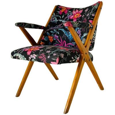 Midcentury Modern Dal Vera Armchair with Flower  Pattern, Italy 1960's