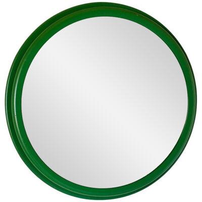Vintage Green Round Wall Mirror, Italy 1960s