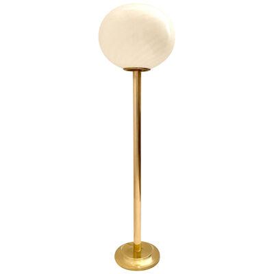 Italian midcentury modern Glass and Brass Floor Lamp in the style fo Venini