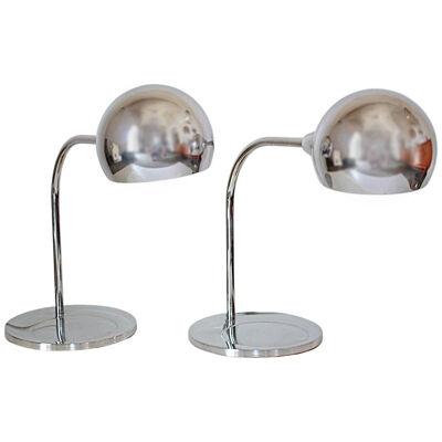 "Venticinque" Mid Century Modern Chromed Table Lamps, Italy 1960's