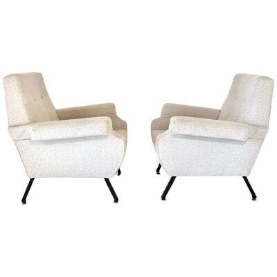 Mid Century Modern Beige Armchairs, set of two, Italy 1960s