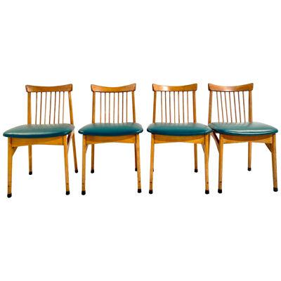 Midcentury modern wood dining chairs, Set of Four, Italy, 1960s
