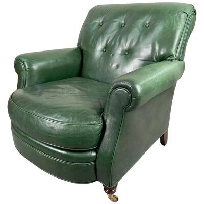 Hickory Chair English Style Green leather Club Chair