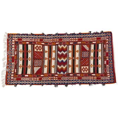 Boho Chic Moroccan Handwoven Wool Rectangular Rug with Abstract Design