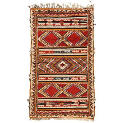 Vintage Moroccan Rug or Carpet Handwoven Wool with Abstract Diamond Patterns