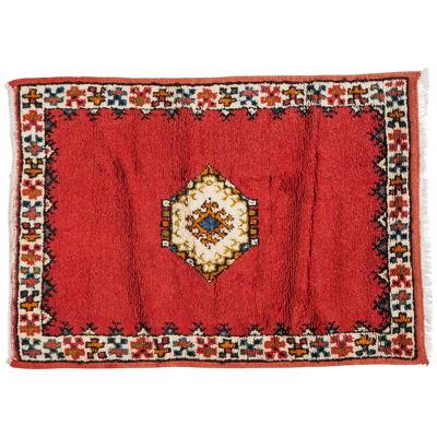 Tribal Moroccan Red Handwoven Rug or Carpet with Diamond Design