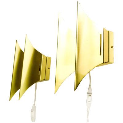 Pair of brass Gothic II Wall Lamps by Lyfa, 1960s