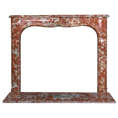 19th century red Languedoc marble fireplace