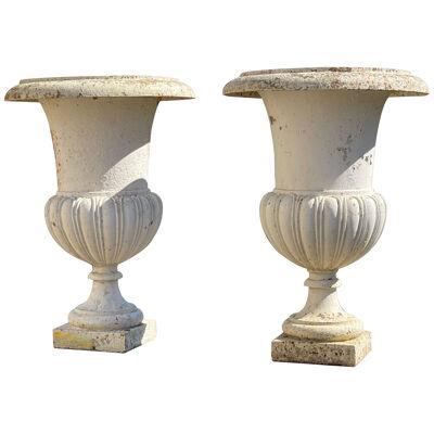 19th century Medici style cast iron vases 