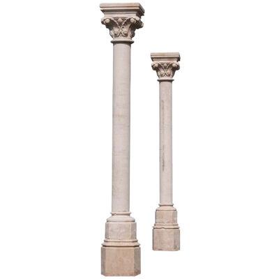 19th century pair of Gothic style stone columns 