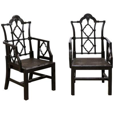 "Modern Chippendale" Style Cane Seat Chairs