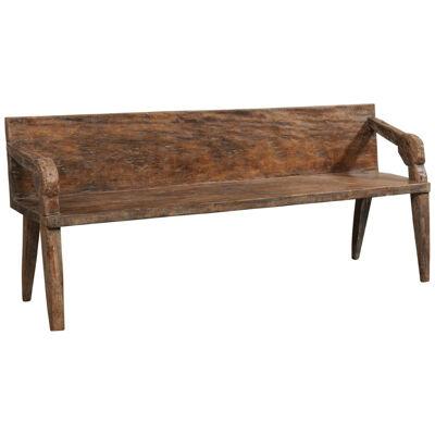 Dutch Colonial Carved-Teak Bench w/Back