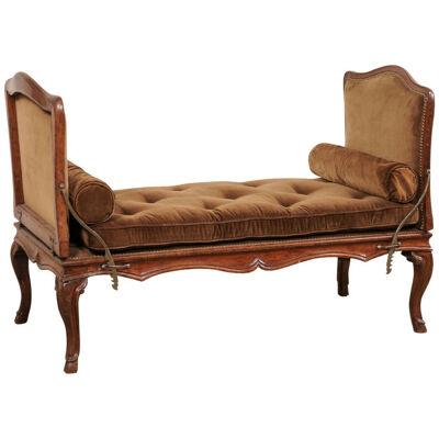 18th C French Upholstered & Reclining Bench