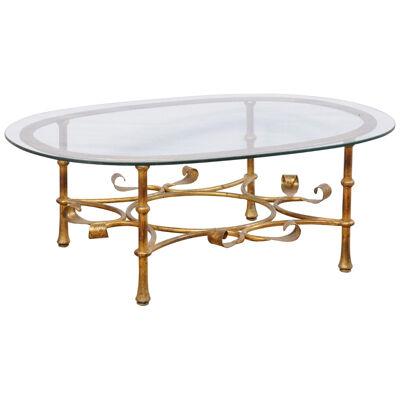 Spanish Oval Iron Coffee Table w/Glass Top