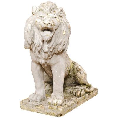 French Lion Statue w/Great Patina, 38" Tall