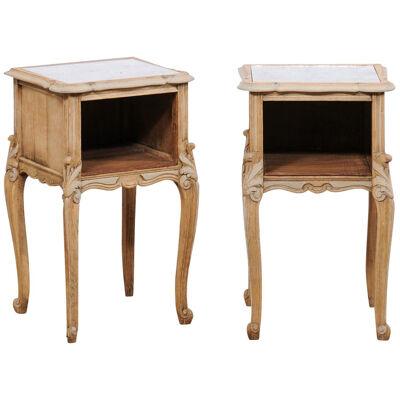 Pair French Mirror Top End Tables, 1920's
