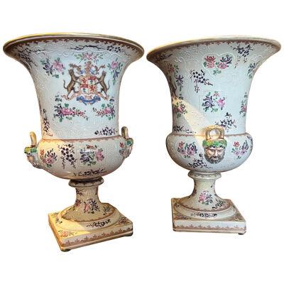 Pair of 19th Century Signed French Urns by Samson
