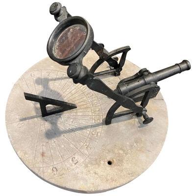 19th Century Solar Signal Cannon on Marble Sundial