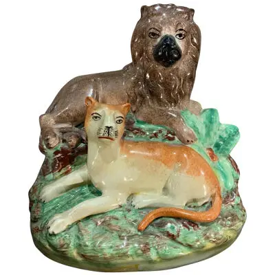 Late 19th Century Staffordshire Lions