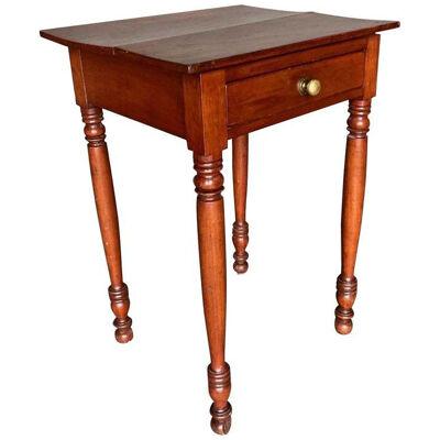 19th Century American cherry one drawer stand with turned legs and feet