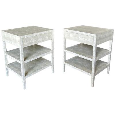 Caroline End Table with Drawer in Edgecomb Gray Faux Bois by The Fabulous Things