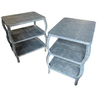 Hand painted "Sarah" side tables in Blue Ostrich by The Fabulous Things