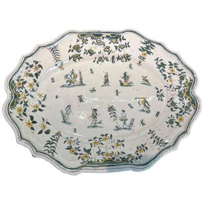 Great 18th Century Polychrome French Faience Platter