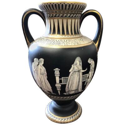Neoclassical black and white Prattware Vase