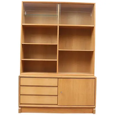 Scandinavian shelf, drawer and cabinet unit in teak or beech