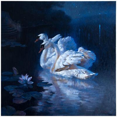 Moonlight Swans by Greg Parker