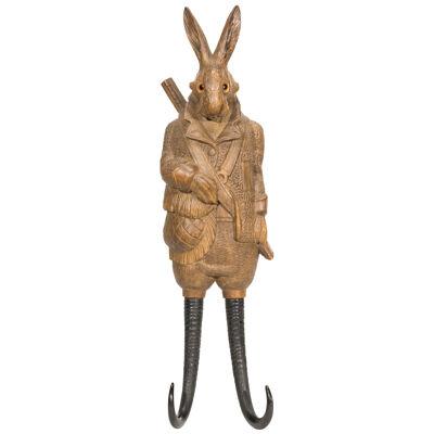 Black Forest Carved Musical Rabbit Coat Rack