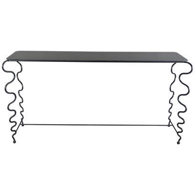 'Serpentine' Console Table with Black Glass Top