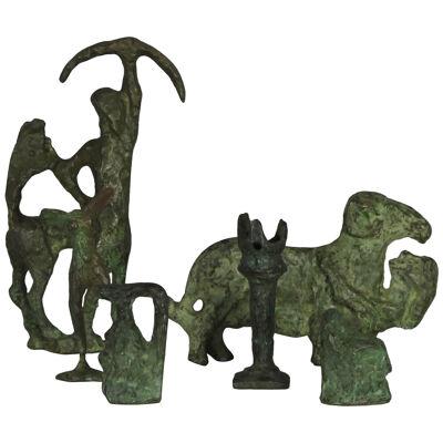 Set of Italian Verdigris Bronze Hellenistic Sculptures