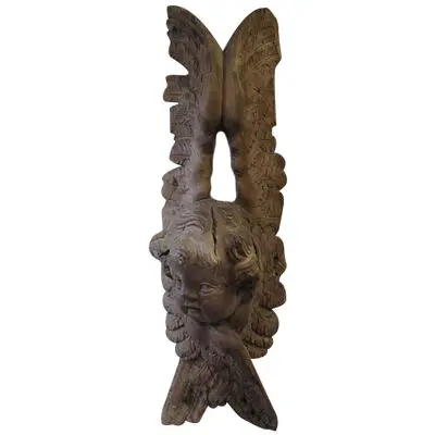 French 18th Century Walnut Carving of an Angel