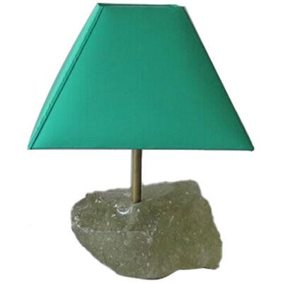 Raw Glass Table Lamp with Silk Shade