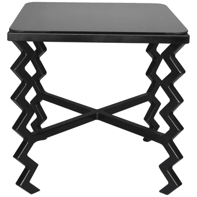 'Zig-Zag' Side Table with Black Glass Top
