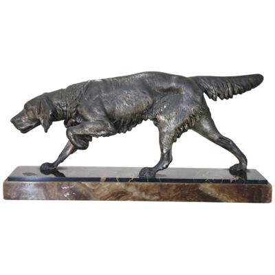 1900 Pointer Metal Dog Statue by Clovis-Emond Masson