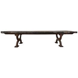 1900s Cast Iron Coffee Table with Wood Top