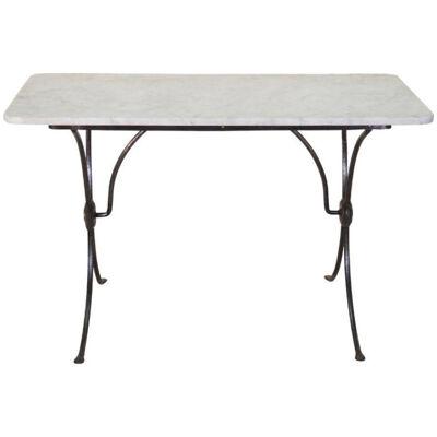 1900 French Bistro Table with Marble Top & Iron Base