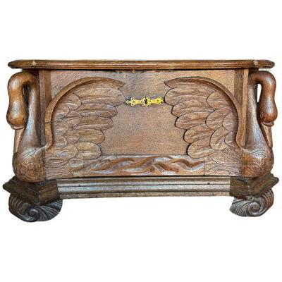 1800 French Petit Carved Swan Trunk