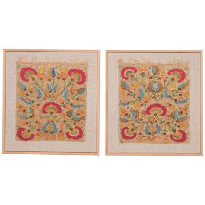 A pair of Framed Antique Ottoman Sash Ends, E 19th C.