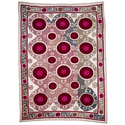 Large Vintage Cotton Suzani with an unusual Design from , Uzbekistan, 1960s