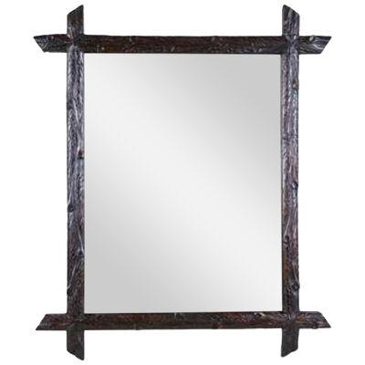 Black Forest Rustic Wall Mirror Hand Carved, Austria, Circa 1880