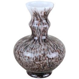Bulbous Murano Glass Vase With Brown, Grey & Black Tones, Italy circa 1970