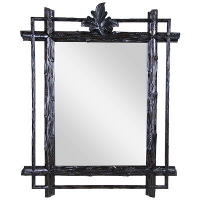 Black Forest Rustic Wall Mirror Hand Carved, Austria, circa 1880