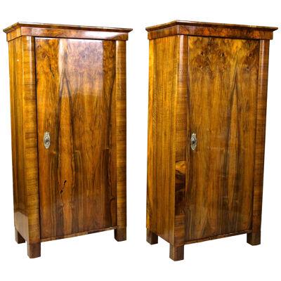 Pair Of Biedermeier Nutwood Cabinets - 19th Century, Austria circa 1830