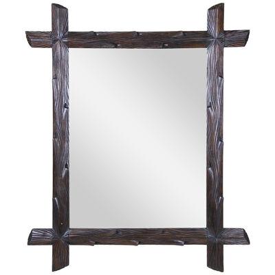 Rustic Black Forest Wall Mirror Hand Carved, Austria, circa 1890