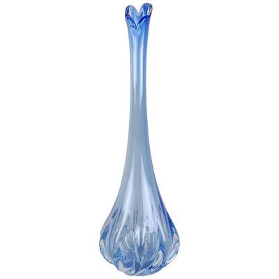 20th Century Light Blue Murano Glass Long Neck Vase, Italy circa 1970